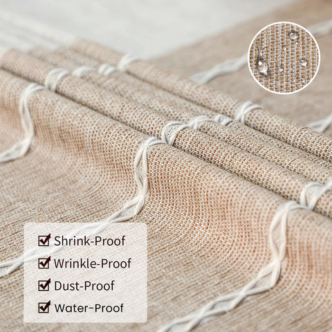Deep Dream tablecloth withstands cold-wash cycles and drying for easy care.