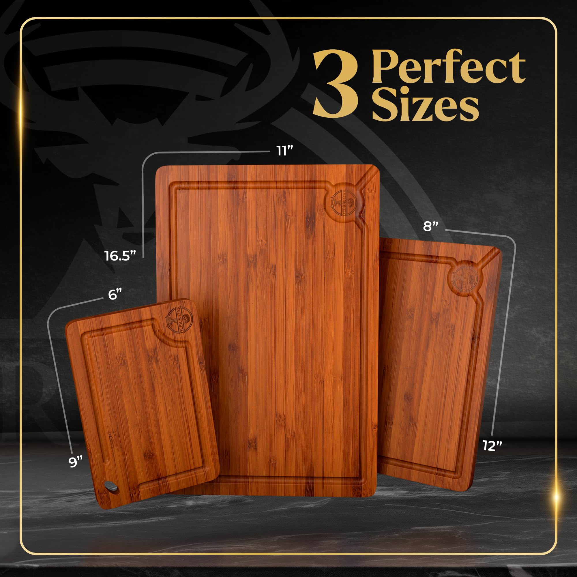 Deer and Oak bamboo cutting board, small size handy for cheese and snack prep.