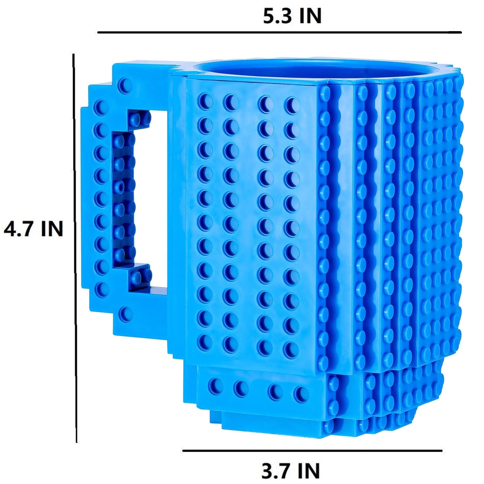 DEEXITO Build-On Brick Mug blue stacked design inspires play and sips alike