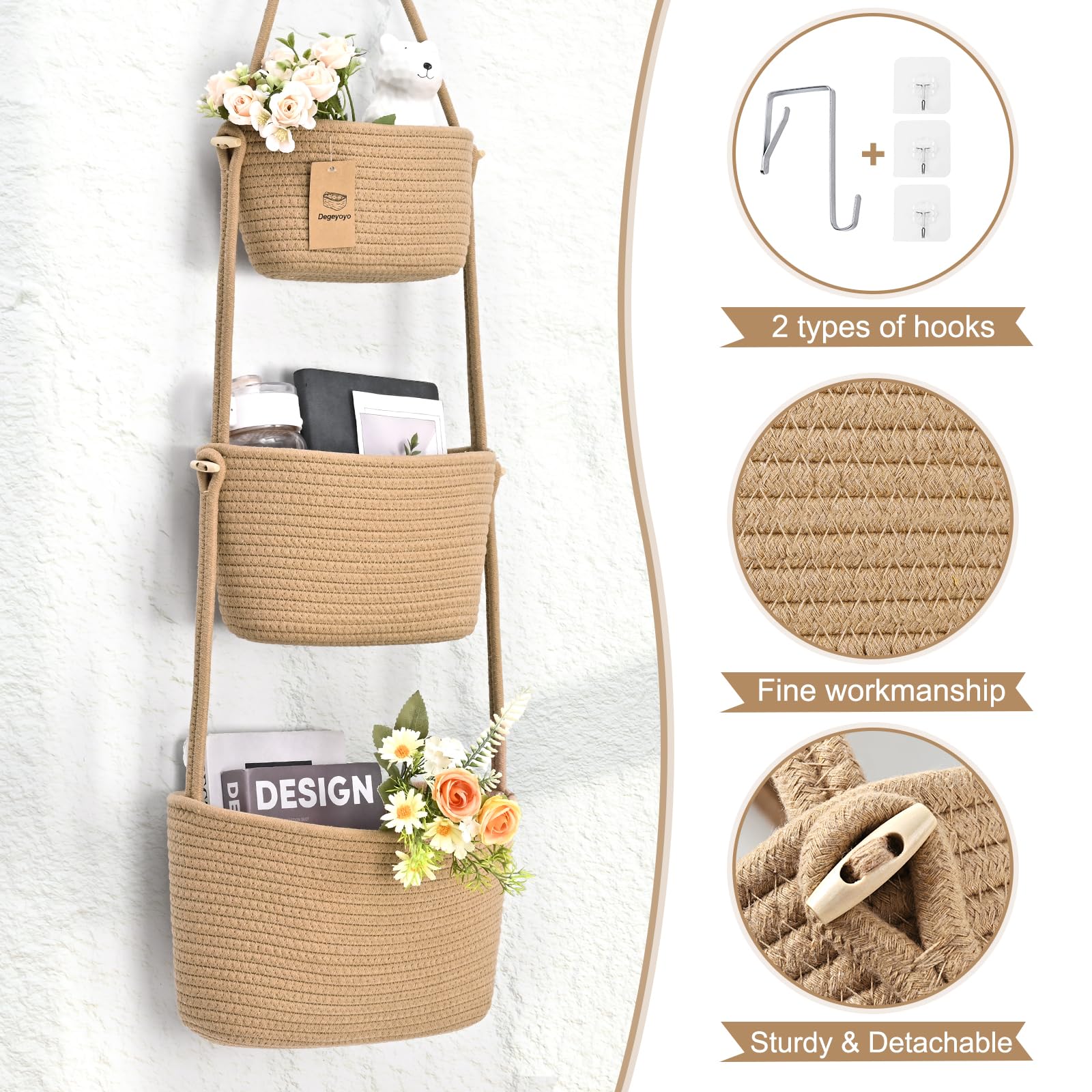 Degeyoyo wall-mounted storage basket ideal for bedroom organization