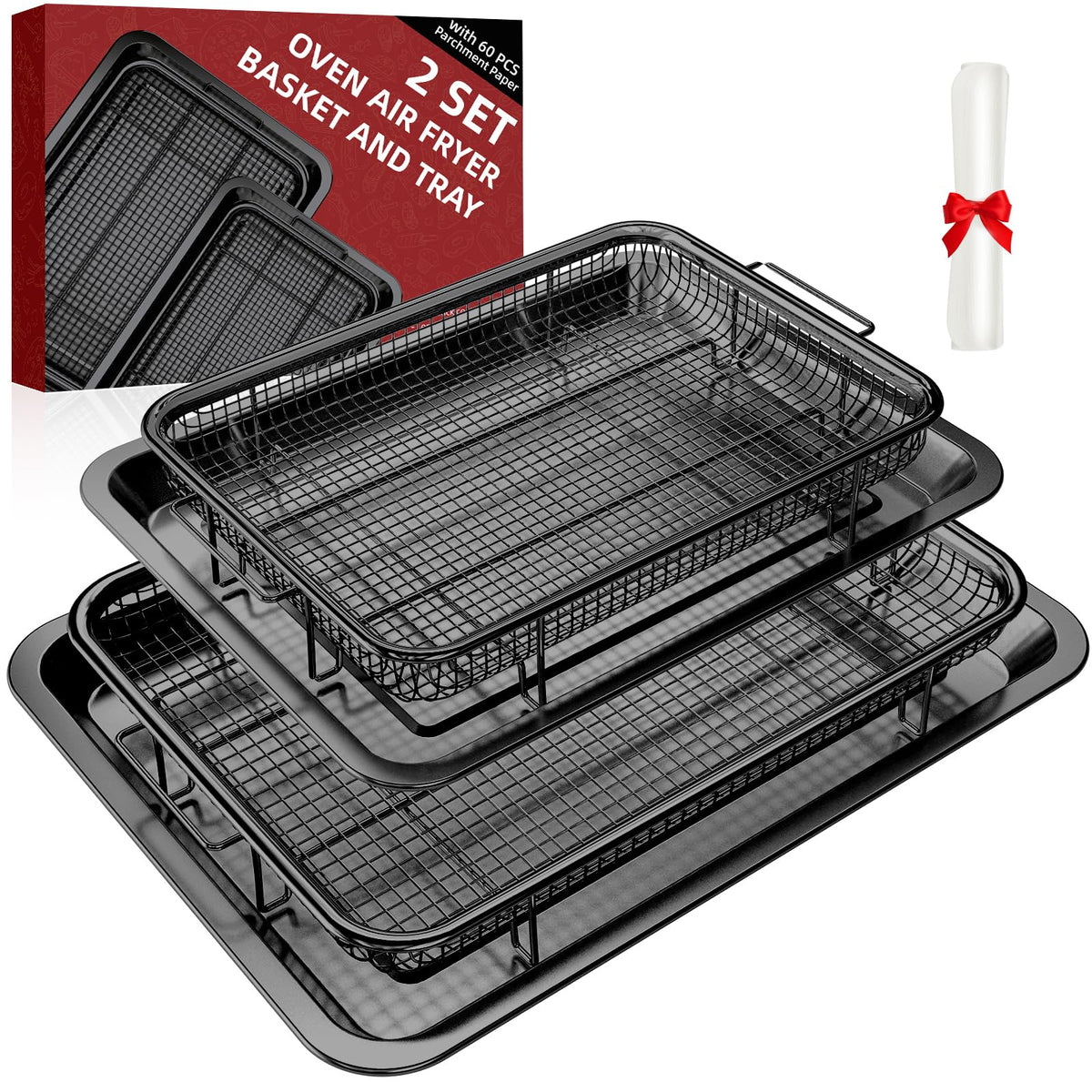 DEGOVIN crisper basket large with oven set for even browning and reduced oil.