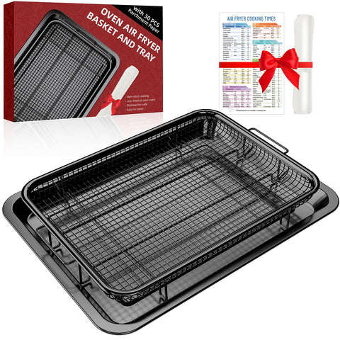DEGOVIN crisper tray with nonstick surface for even browning in the oven.
