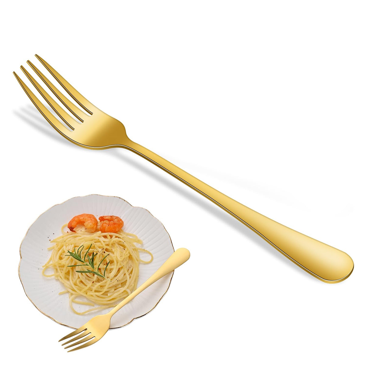 Dehov 16-piece gold dinner forks set, durable for daily use and formal occasions.