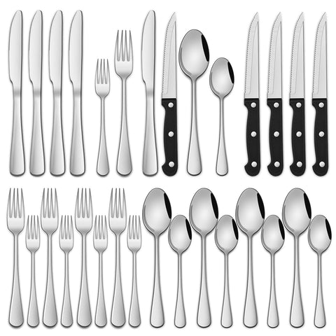 Dehov 24-piece silverware set for 4 with mirror finish, ideal for everyday dining.