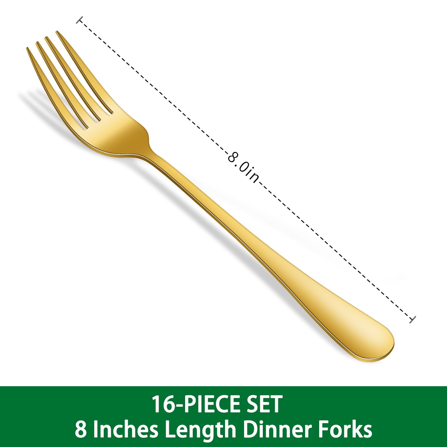 Dehov 8-inch gold stainless steel forks, comfortable to grip and ideal for courses.