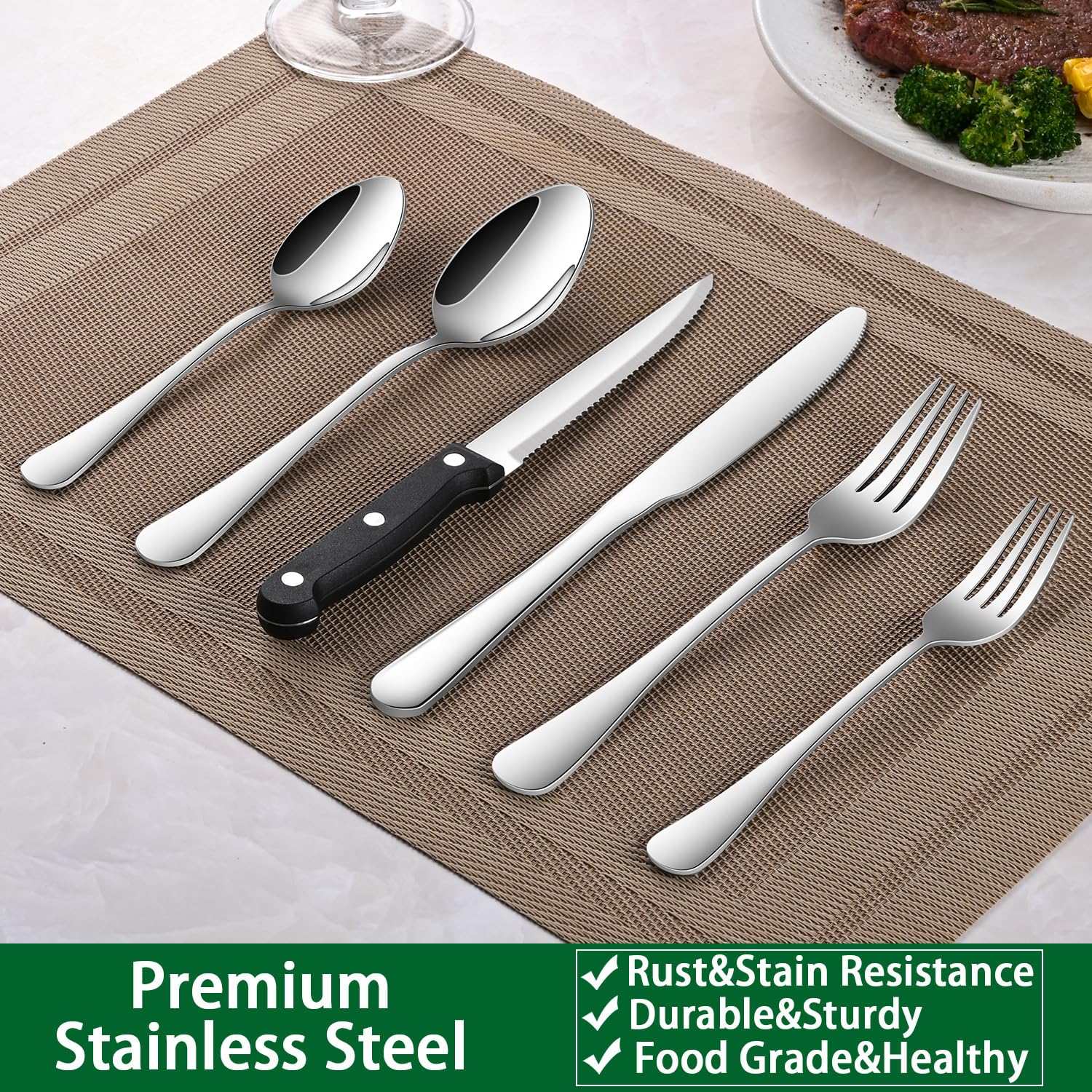 Dehov ergonomic handle design adds comfort during extended dining.