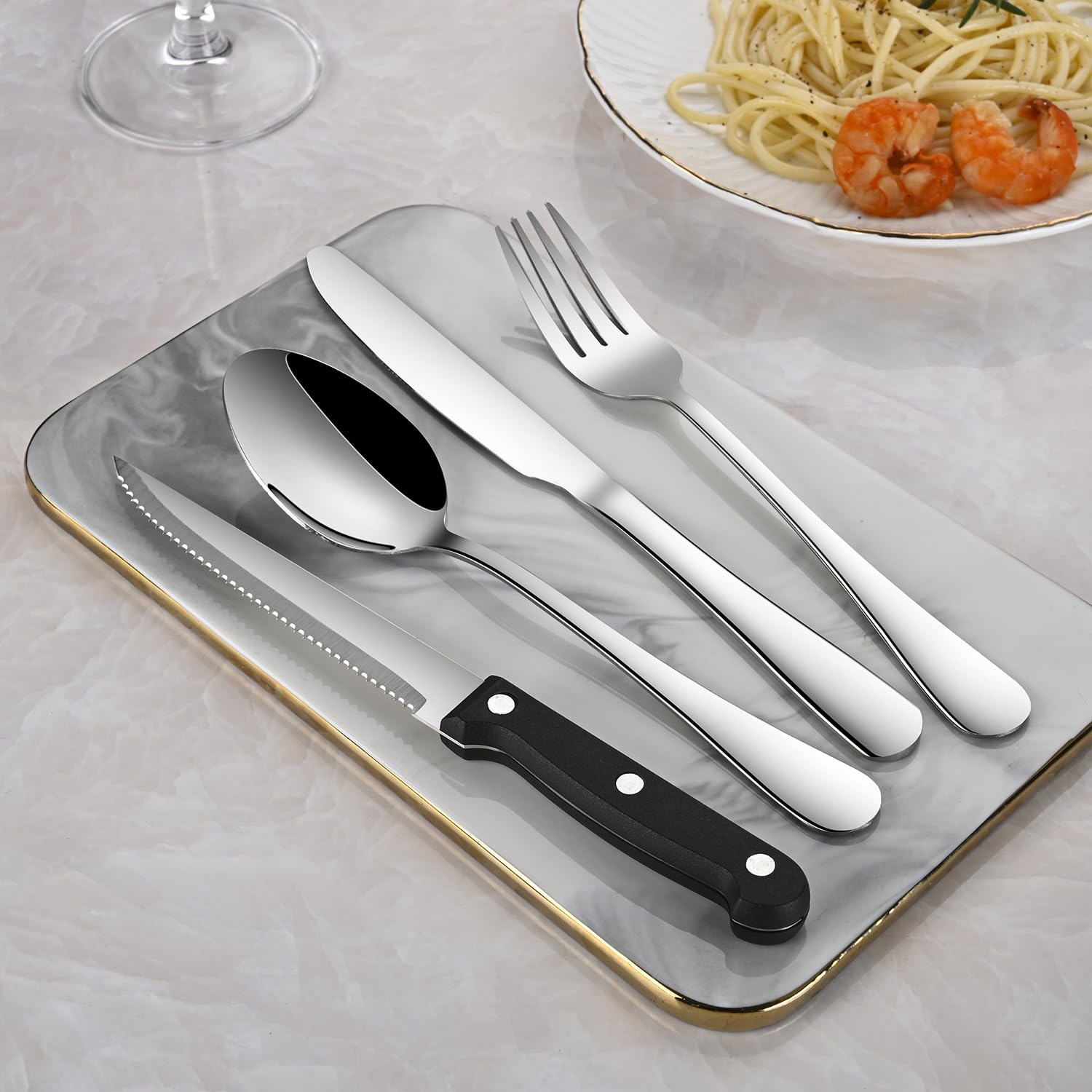 Dehov premium stainless steel service for four, suitable for home or hospitality.