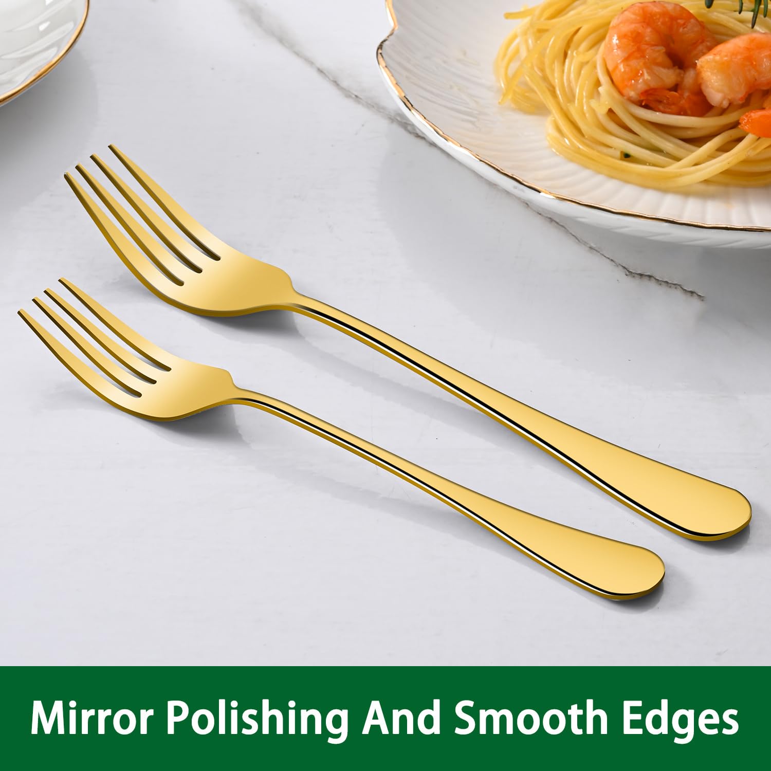 Dehov PVD titanium gold coating forks resist corrosion while keeping a brilliant finish.