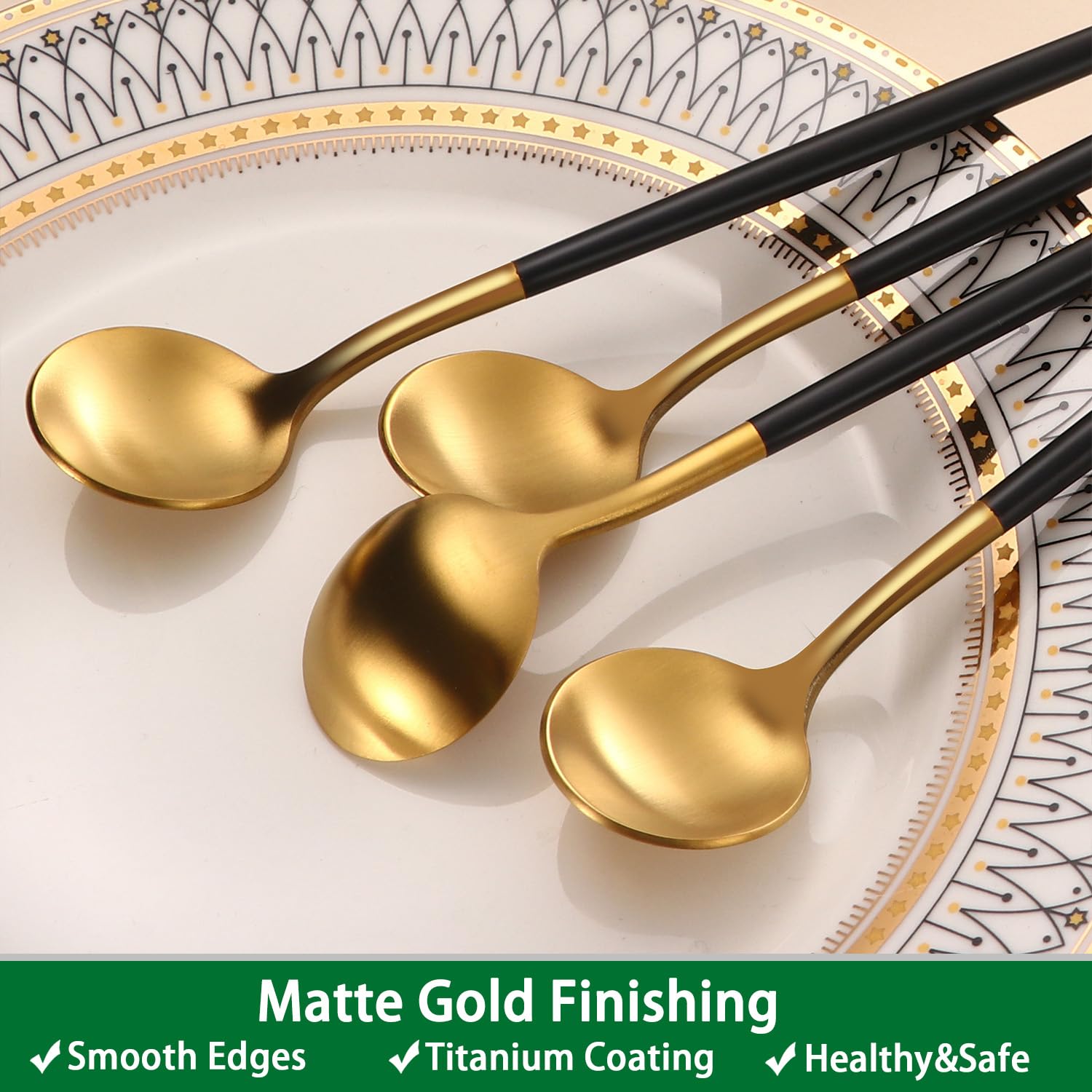 Dehov silk-satin finish spoon with smooth edges for comfortable stirring.