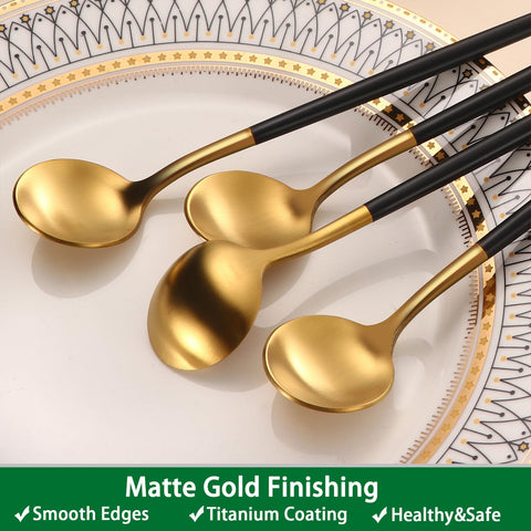 Dehov silk-satin finish spoon with smooth edges for comfortable stirring.
