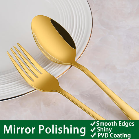 Dehov steak knives in gold contrast, perfect for hearty entrees.
