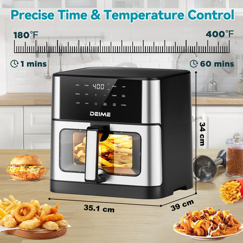 DEIME air fryer 360 degree hot air circulation for even browning