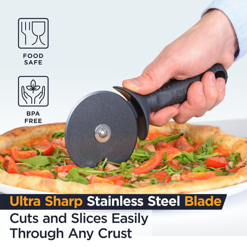 Deiss Lux finger guard protecting hands during safe cutting.