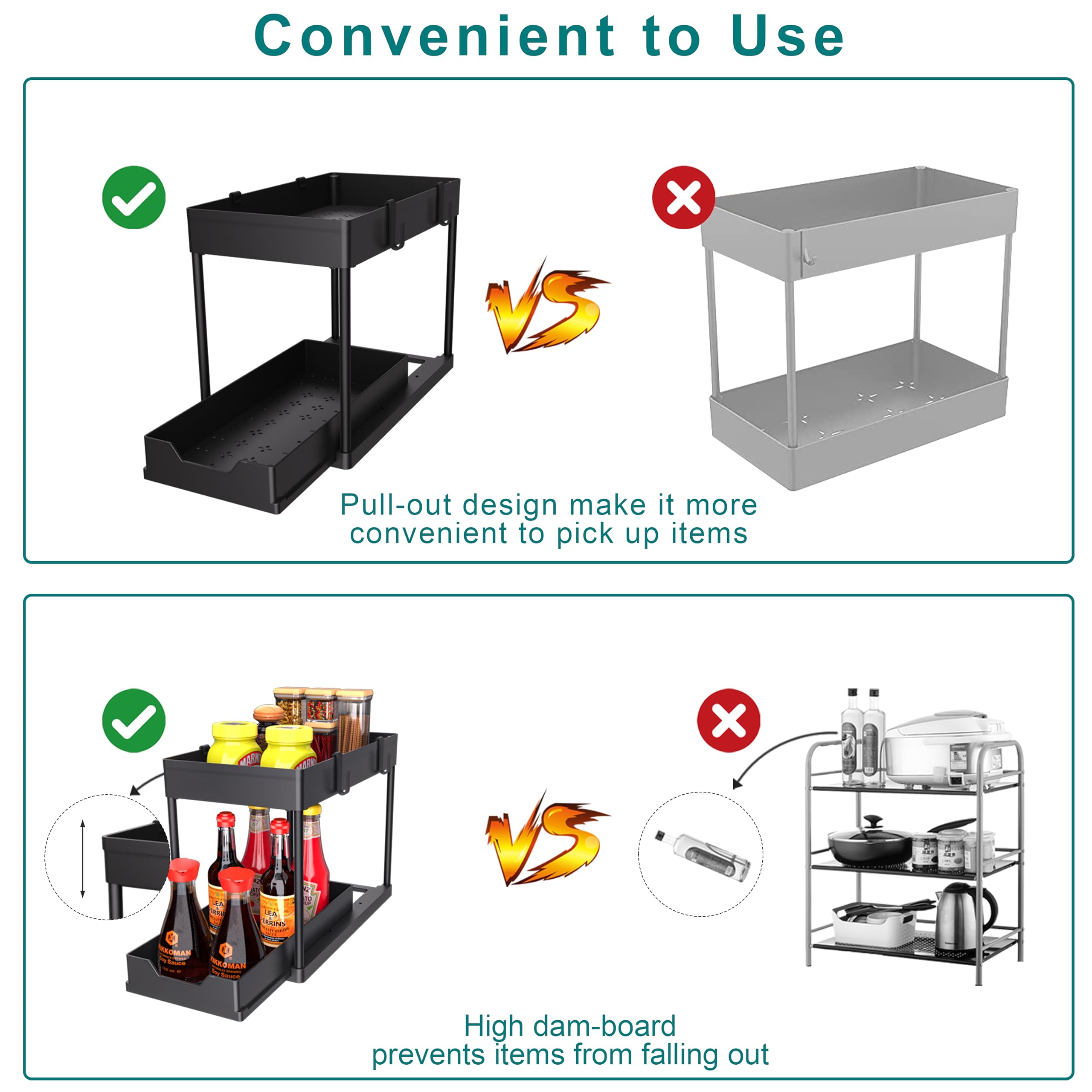 DEKAVA two-tier baskets maximize vertical storage space.