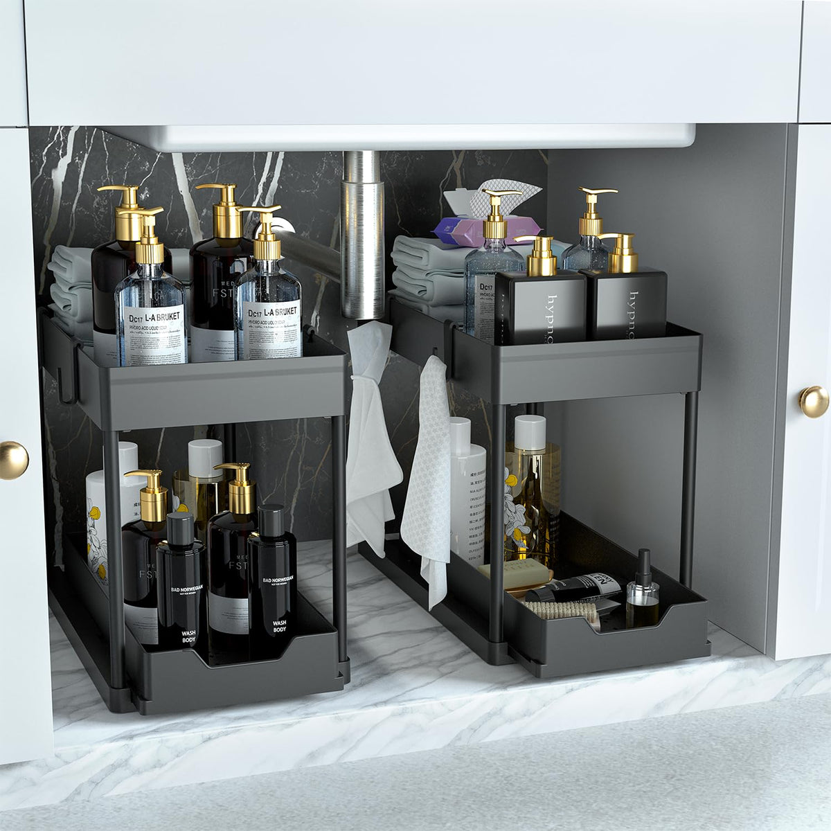DEKAVA under-sink organizer with sliding drawer for organized storage.
