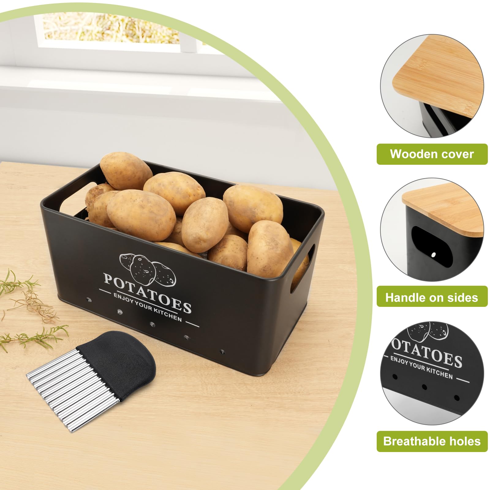 Dekosilave bamboo lid on sturdy metal container