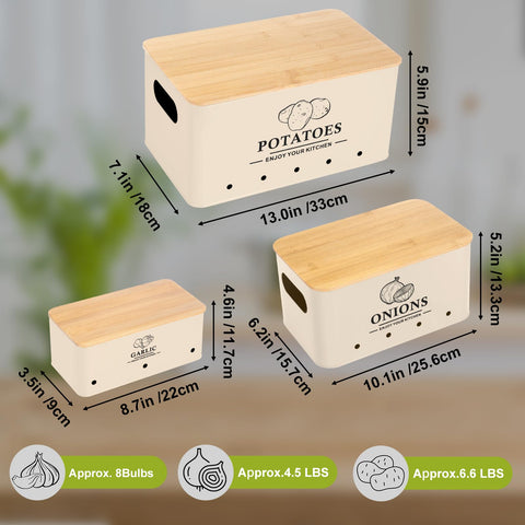 Dekosilave garlic storage box preserves garlic bulbs with airflow.