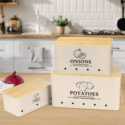 Dekosilave onion storage box stores onions neatly for quick access.