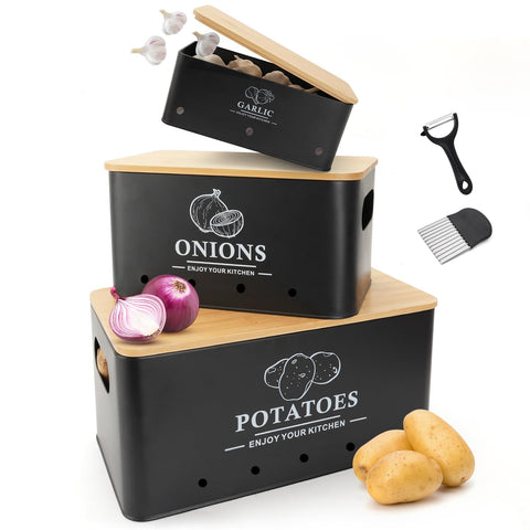 Dekosilave potato storage box with ventilation holes for freshness