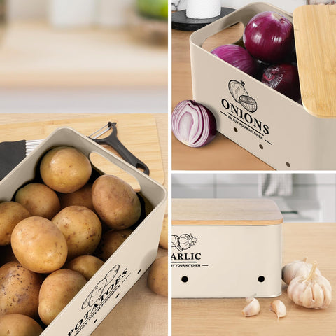 Dekosilave stackable design saves cabinet space while keeping vegetables tidy.