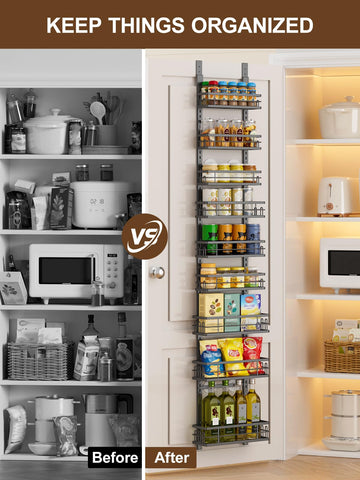 Delamu versatile door organizer for pantry, bathroom, or laundry.