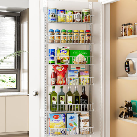 Delamu adjustable cabinet door organizer: 6-tier spice rack for compact storage.