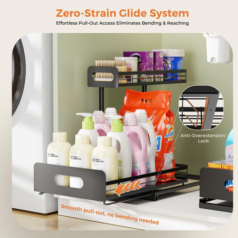Delamu adjustable-height shelves fit most cabinets and tall bottles
