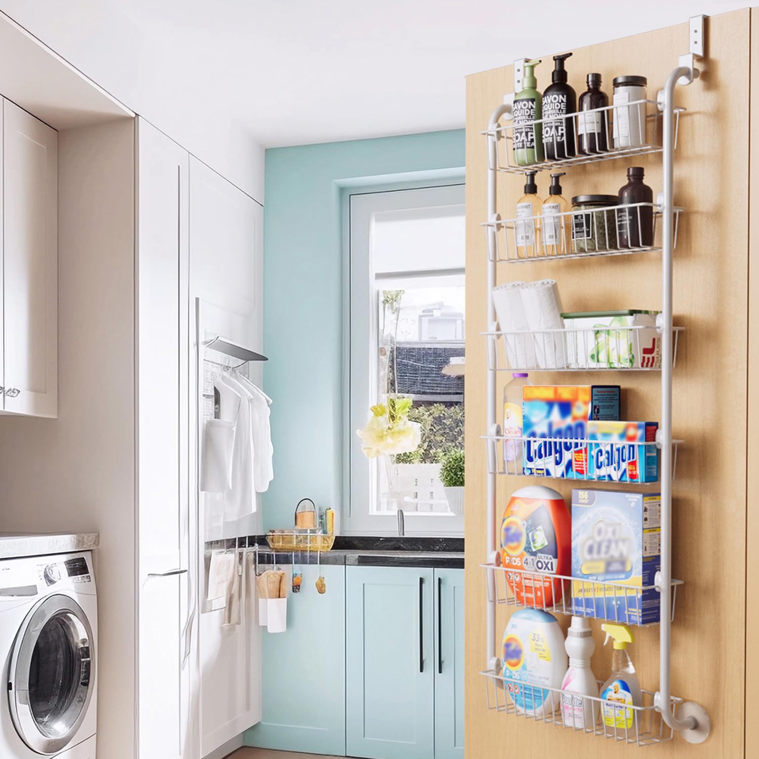 Delamu apartment-friendly pantry organizer saves space in small kitchens.