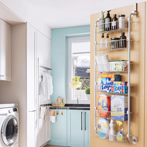 Delamu apartment-friendly pantry organizer saves space in small kitchens.