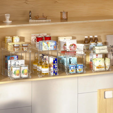 Delamu clear bathroom cabinet organizer offers visibility and easy access.