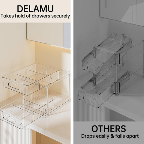 Delamu countertop or vanity storage ready for kitchen and bathroom setups.