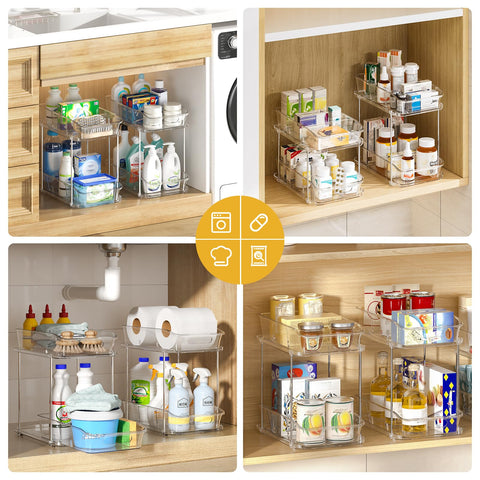 Delamu four-pack storage units bring versatile organization to kitchen and bathroom.
