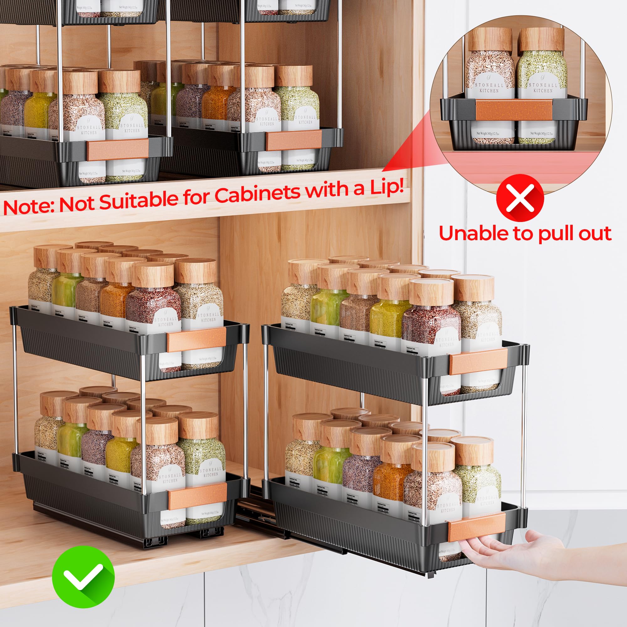 Delamu full-extension rails reach back corners for easy grabbing