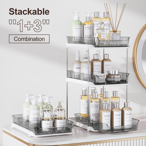 Delamu movable dividers adjust spacing to fit meds, cosmetics, and brushes.