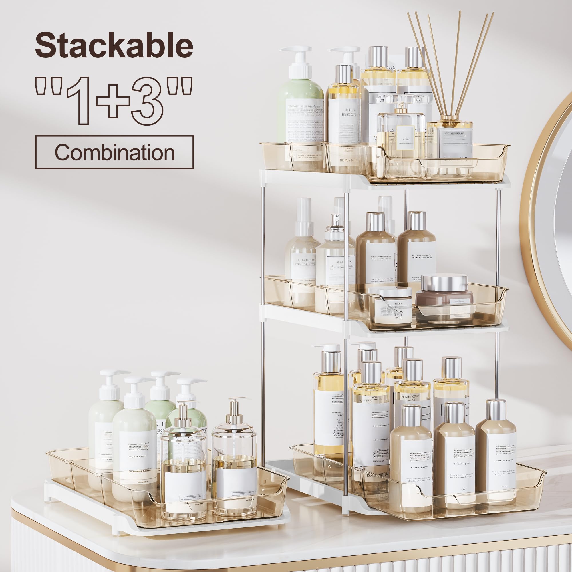 Delamu movable dividers adjust spacing for cosmetics and meds