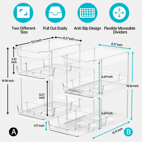 Delamu movable dividers under sink storage keep items separated and secure