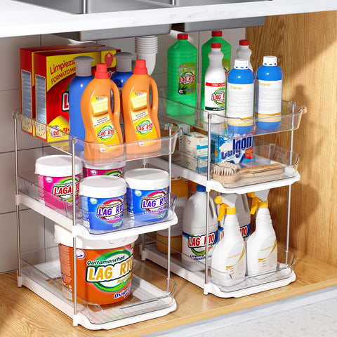 Delamu multi-purpose storage must-have for bathroom, under sink, cabinets, and countertops
