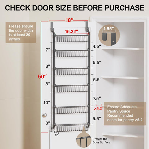 Delamu pantry door baskets offer large capacity for jars and cans.