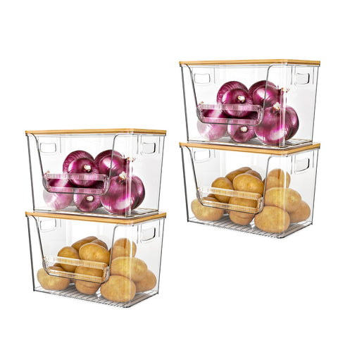 Delamu pantry organizers front-view stackable for easy access