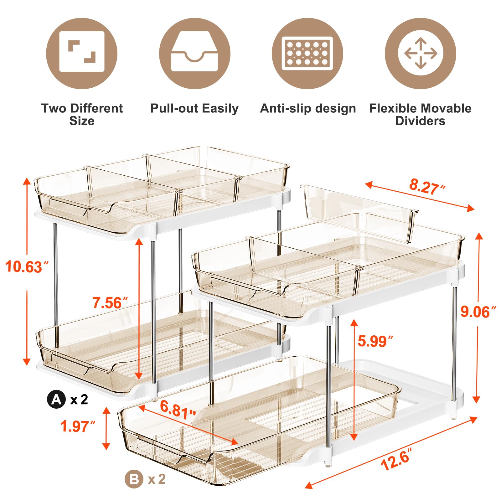 Delamu pull-out drawers kit keeps kitchen items accessible and organized.