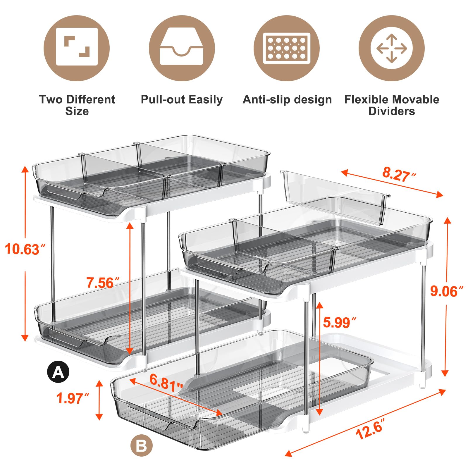 Delamu pull-out drawers system enables easy access to stored items.