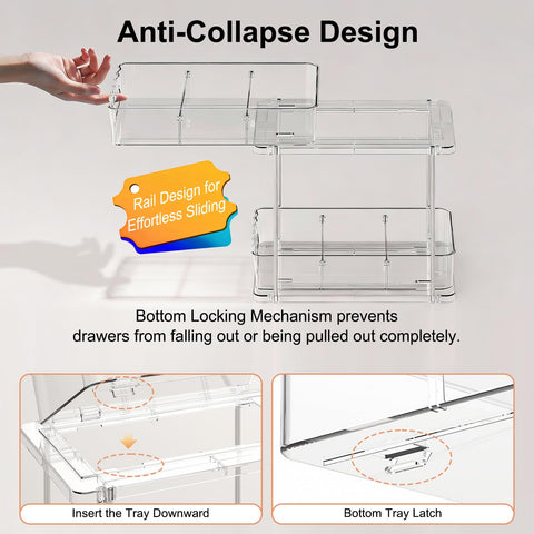 Delamu removable dividers help tailor bathroom storage for toiletries and cleaning supplies.