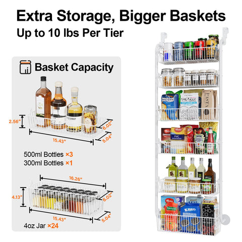 Delamu large-capacity baskets illustrate storage for jars, cans, and snacks.