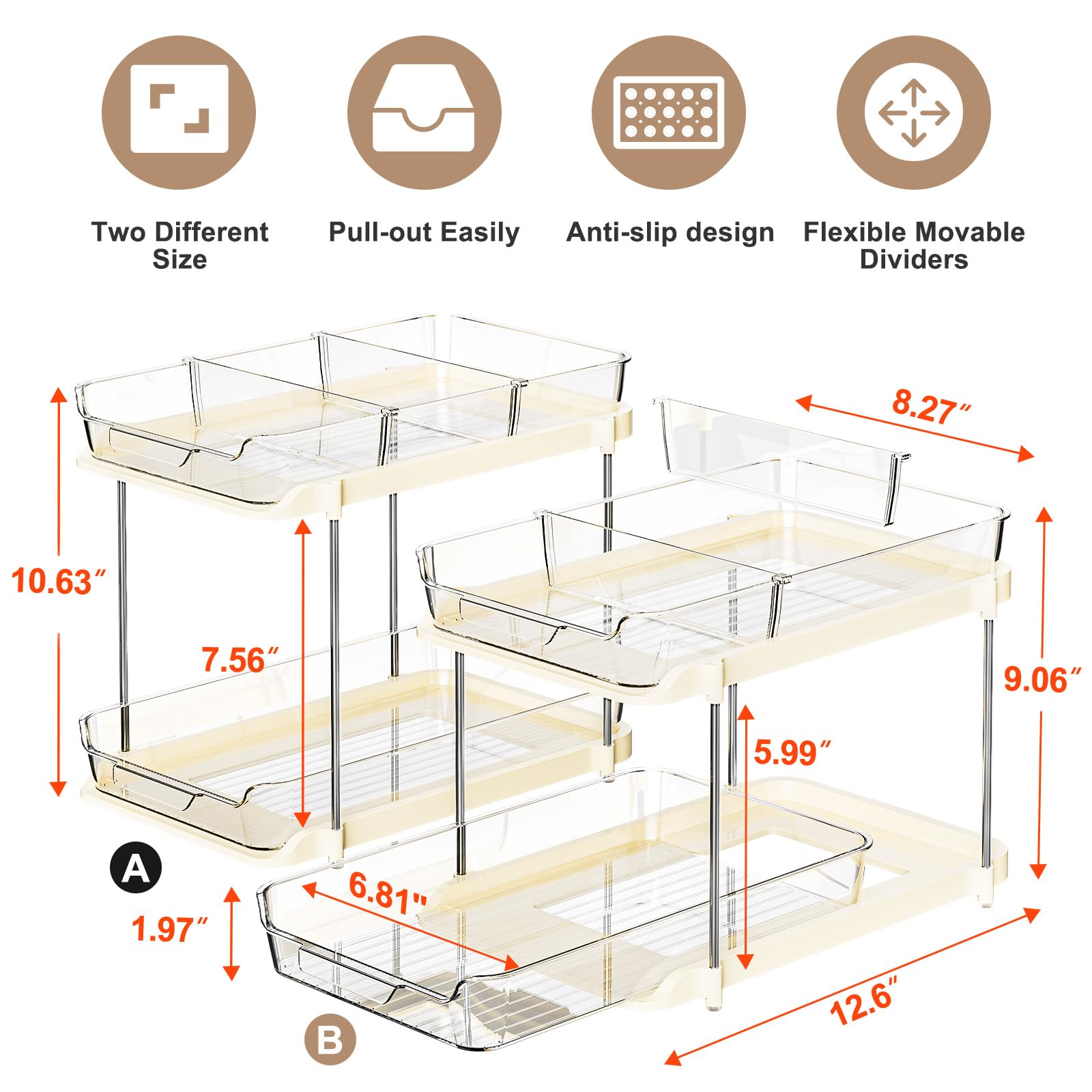 Delamu beige stackable pantry organizer for maximizing vertical storage