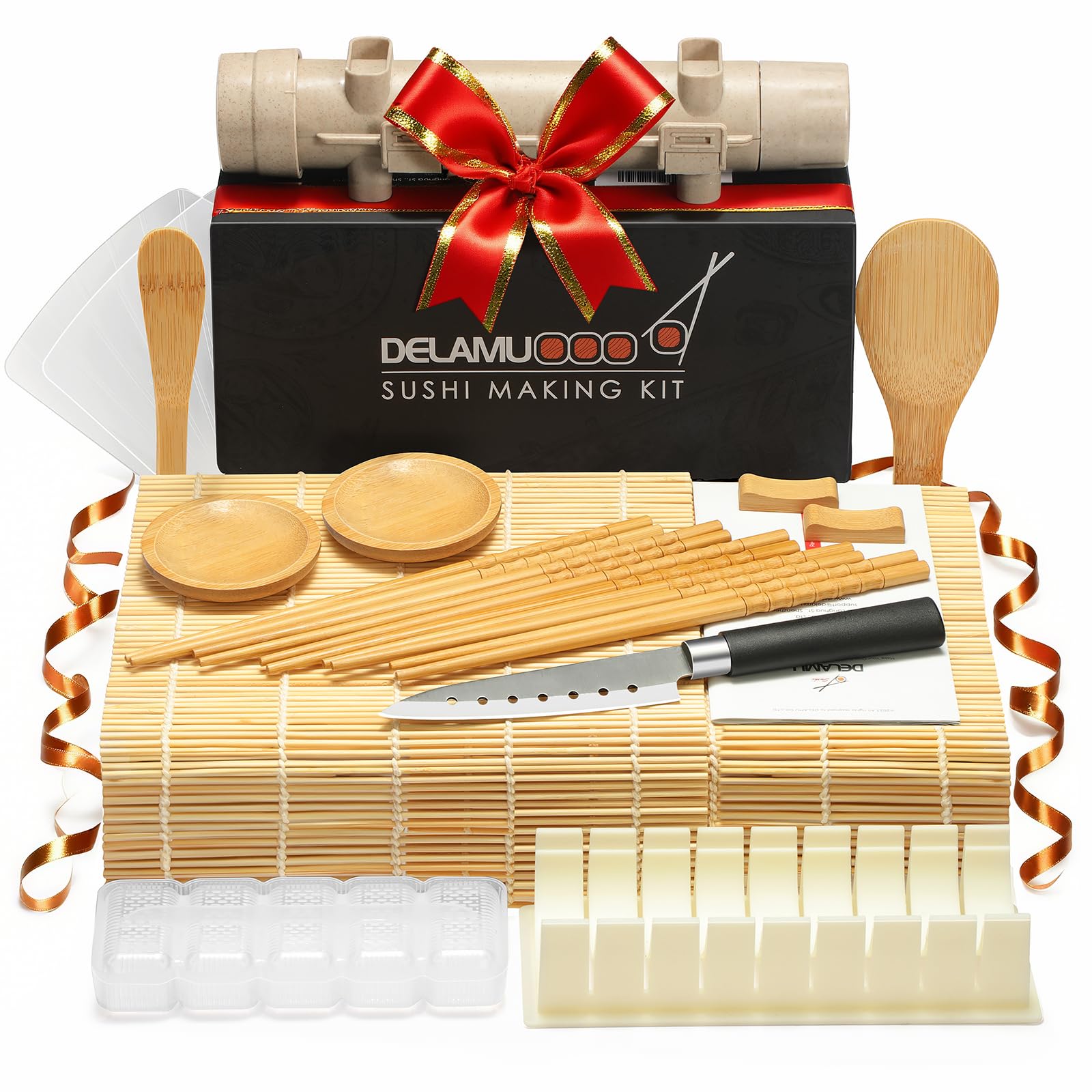 Delamu sushi kit bazooka roller in action for easy, uniform rolls.