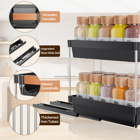 Delamu tall guardrails prevent spills during cabinet pulls