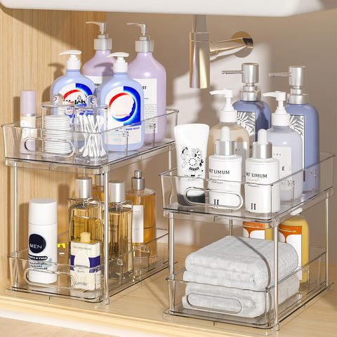 Delamu under-sink storage that adapts to various cabinet layouts.