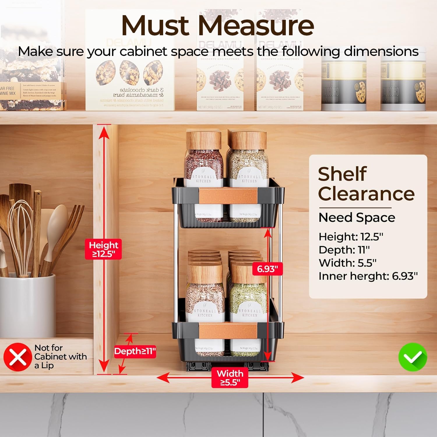 Delamu vertical spice organizer saves space and improves visibility