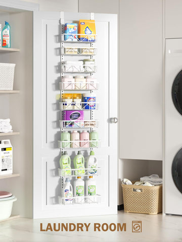 Delamu white finish on-door organizer complements any decor
