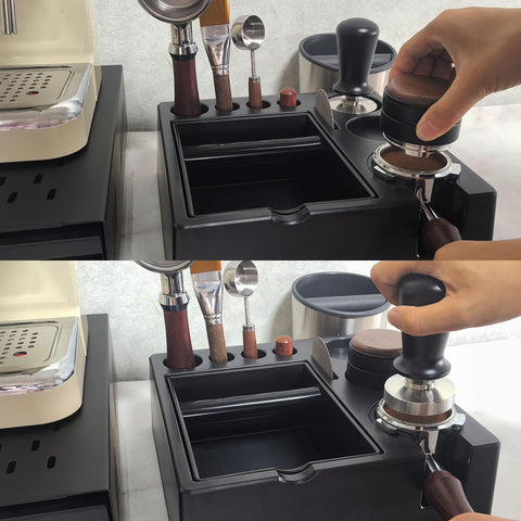 Delerke card-slot height adjustment sets the portafilter at the optimal level.